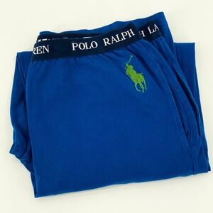 Polo Ralph Lauren Mens XL Royal Blue Cotton Sleepwear Lounge Pants Green Pony